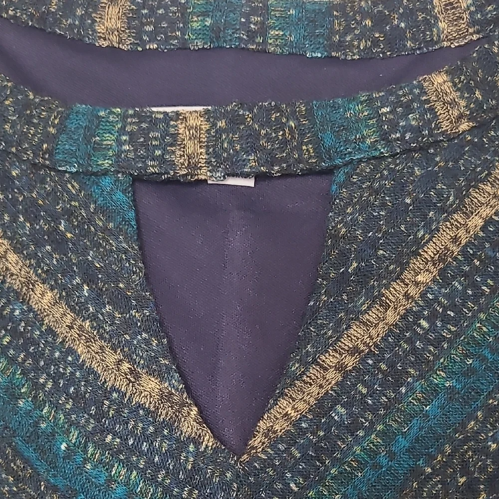 Studio One New York Boho Knit A-Line Dress Long Bell Sleeve Lined Chevron Cutout - Picture 7 of 17